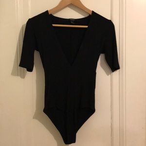 Black DEEP V-neck body suit